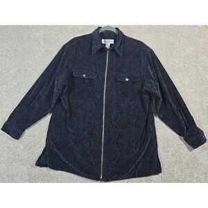 Jones Wear Sport Y2K Black Velvet Jacket Floral Paisley Full Zip Cotton Women L